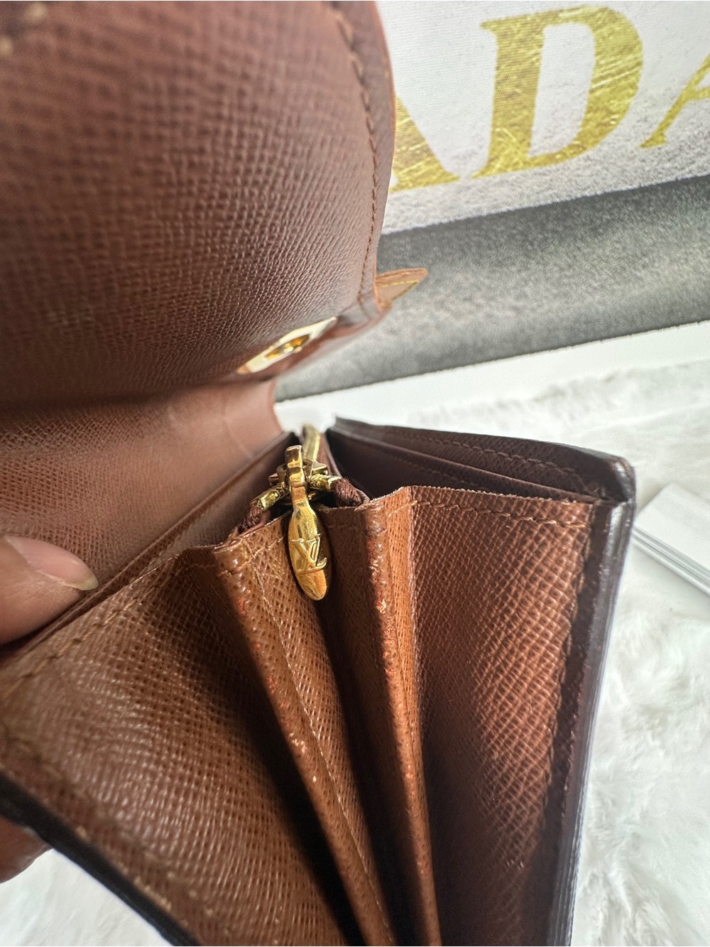 Louis Vuitton Boetie Monogram Canvas Brown & Tan Turn-Lock Clutch Wallet - Picture 10 of 12